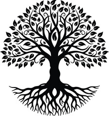 Roots of Power This powerful image symbolizes strength wisdom and interconnectedness depicted as a sprawling tree with intricate roots