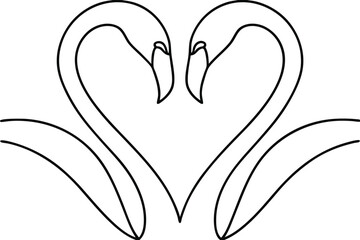 Two Swans Forming a Heart Elegant Line Art Design