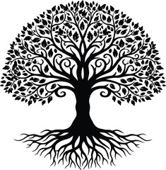 Obraz premium Roots of Power This powerful image symbolizes strength wisdom and interconnectedness depicted as a sprawling tree with intricate roots