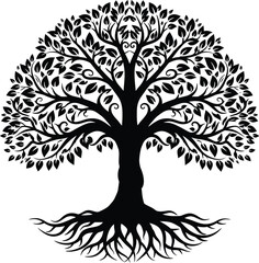 Roots of Power This powerful image symbolizes strength wisdom and interconnectedness depicted as a sprawling tree with intricate roots