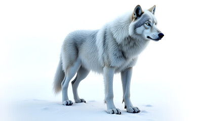 Obraz premium Majestic White Wolf in a Snowy Landscape – High-Definition Wildlife Photography.