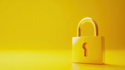 Golden Padlock on Yellow Background: A Symbol of Security and Protection