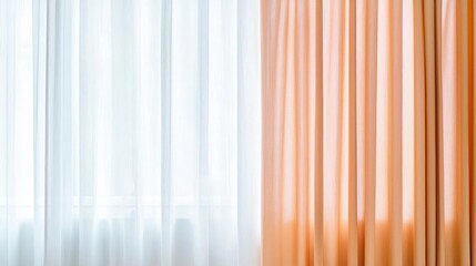 Obraz premium Soft Orange and White Curtains at a Window