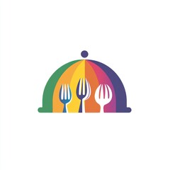 Colorful food logo design, modern restaurant, healthy eating, vector graphic, perfect for branding