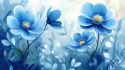Fototapeta premium Serene Blue Flowers.