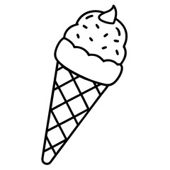 Geometric Ice Cream Cone Line Art