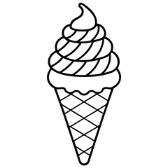 Geometric Ice Cream Cone Line Art