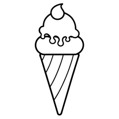 Geometric Ice Cream Cone Line Art