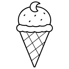 Geometric Ice Cream Cone Line Art