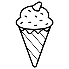 Geometric Ice Cream Cone Line Art