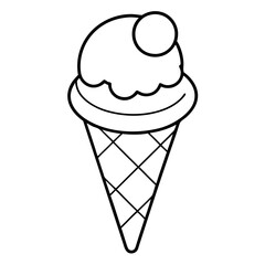 Geometric Ice Cream Cone Line Art