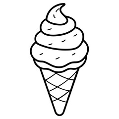 Geometric Ice Cream Cone Line Art