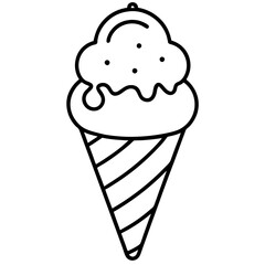 Geometric Ice Cream Cone Line Art
