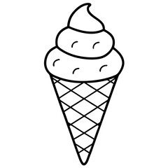Geometric Ice Cream Cone Line Art