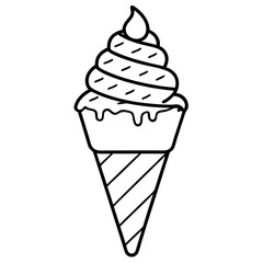 Geometric Ice Cream Cone Line Art