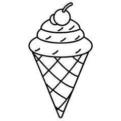 Geometric Ice Cream Cone Line Art