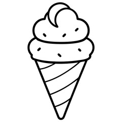 Geometric Ice Cream Cone Line Art