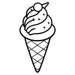 Geometric Ice Cream Cone Line Art