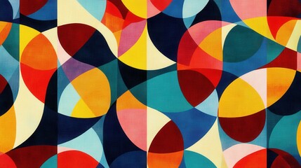 Abstract Geometric Pattern with Overlapping Circles and Vibrant Colors.