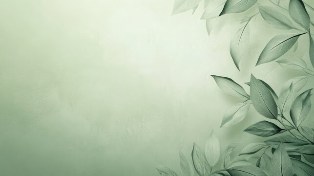 A calming sage green background with a subtle pattern, perfect for creating a relaxing vibe, with plenty of copy space available for creative text.