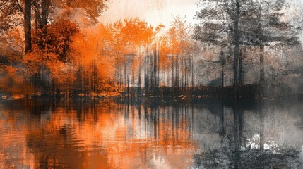 Autumnal Reflections An Abstract Landscape.