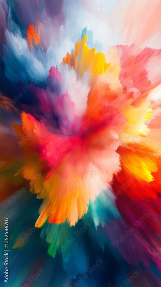 Poster colorful abstract explosion of vibrant hues in a dynamic composition, artistic expression concept