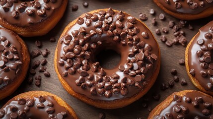 chocolate donut top view isolated on white background