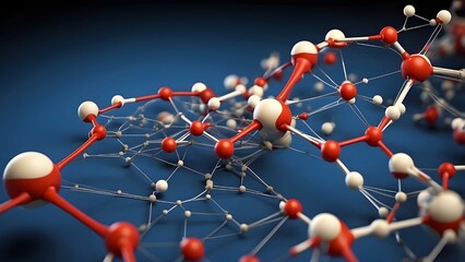 Abstract molecular atom model depicting scientific and medical structural concepts for research and innovation
