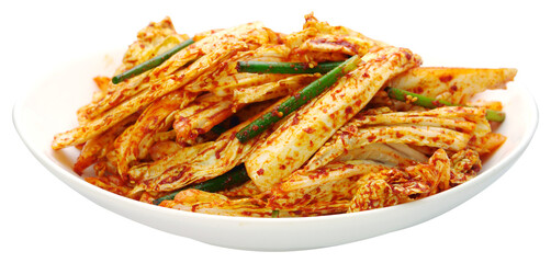 Traditional Korean Fresh Kimchi in a White Bowl