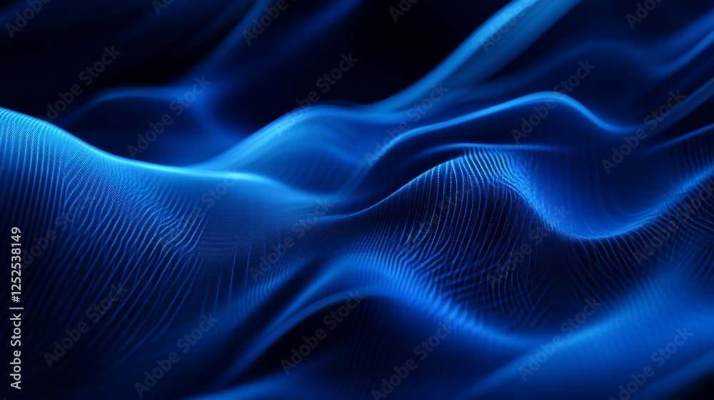 Aufkleber blue abstract wave pattern with glowing lines, digital art concept