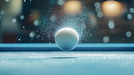 A red pool ball is on a green pool table