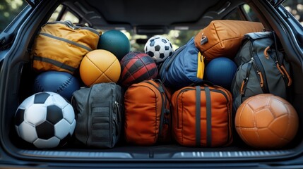 Packed Car Trunk for an Exciting Adventure Trip
