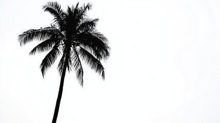 Tropical palm tree silhouette against a bright sky, ideal for travel or vacation brochures
