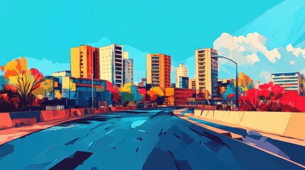 Obraz premium Vibrant Cityscape in Autumn