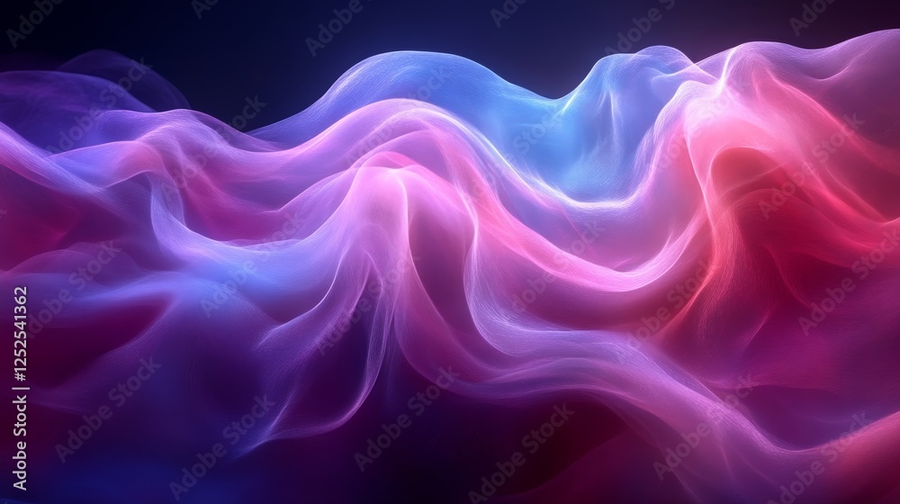 Poster Abstract flowing colorful waves with gradient hues, artistic design concept