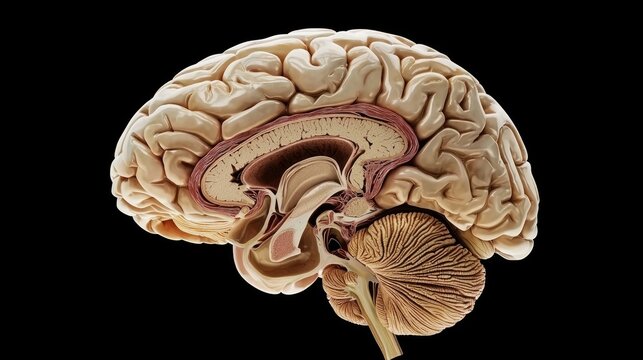 3D diagram of the human brain with the limbic system clearly defined.