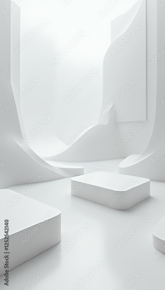 Wall mural white abstract 3d background smooth abstract modern shape background illustration design line patter