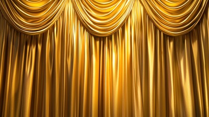 Close-up of shimmering gold curtains creating a glamorous backdrop.