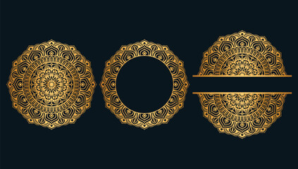 Vector luxury ornamental mandala design coloring background in gold color and pink color Round gradient floral mandala patterns design