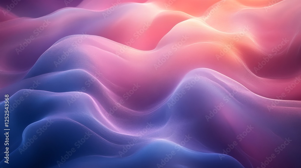 Poster Abstract colorful wave patterns with soft gradients and flowing forms, modern digital art concept