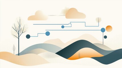 Obraz premium Abstract landscape art digital illustration scenic design minimalist environment creative concept