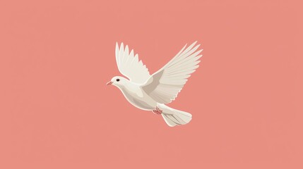 Obraz premium Stylized illustration of a white dove in flight, embodying hope and harmony with a minimalist design perfect for diverse projects.
