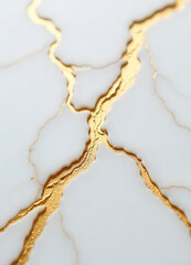Fototapeta premium Elegant White Marble Background With Gold Veins
