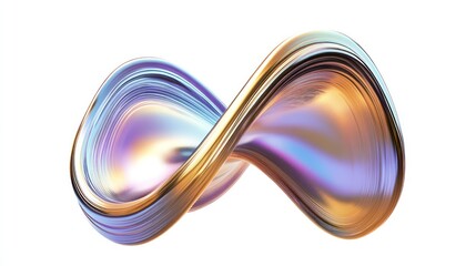 gold wave fluid holographic Iridescent 3d render icon isolated on white background