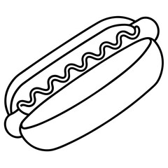 Modern Hot Dog Outline Vector Graphics