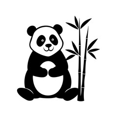 panda bear with bamboo