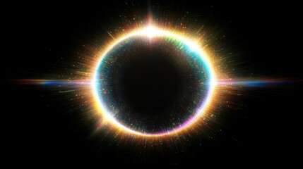 Glowing Abstract Circle with Bright Sparkles in a Black Background Digital Art
