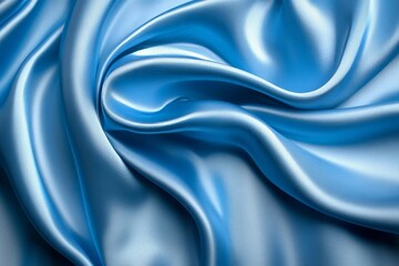 Obraz premium Blue Silk Waves Background, Generative AI