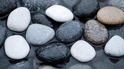 Smooth stones in water, zen garden background, relaxation image