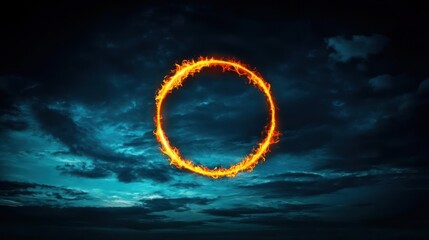 Fiery Circle Against Dark Sky